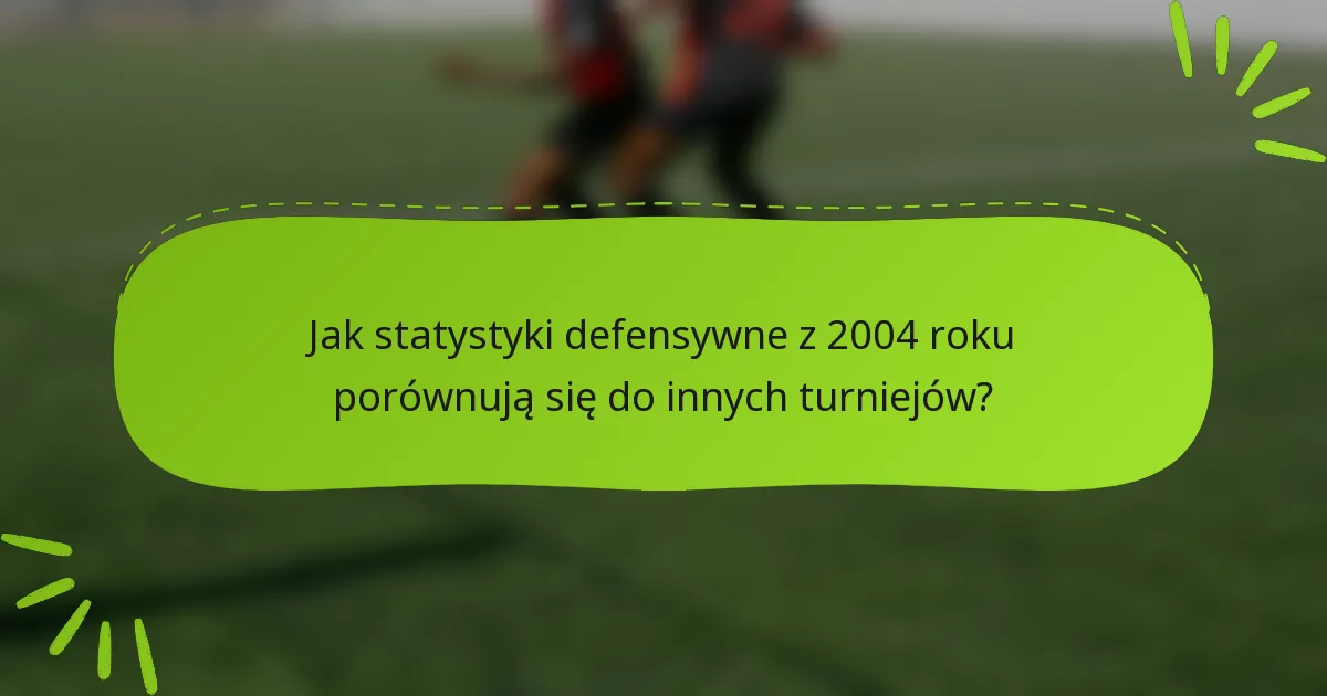 Jak statystyki defensywne z 2004 roku porównują się do innych turniejów?