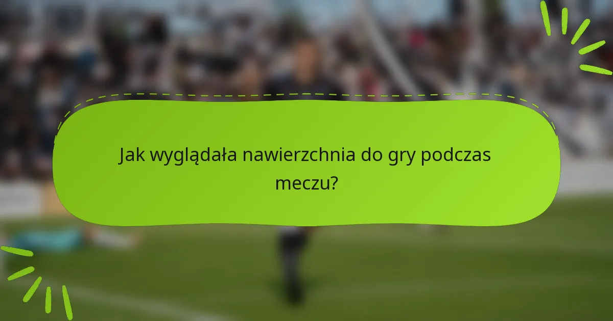 Jak wyglądała nawierzchnia do gry podczas meczu?