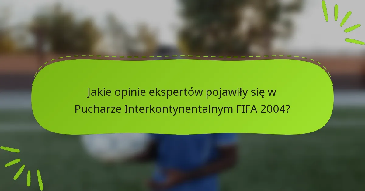 Jakie opinie ekspertów pojawiły się w Pucharze Interkontynentalnym FIFA 2004?
