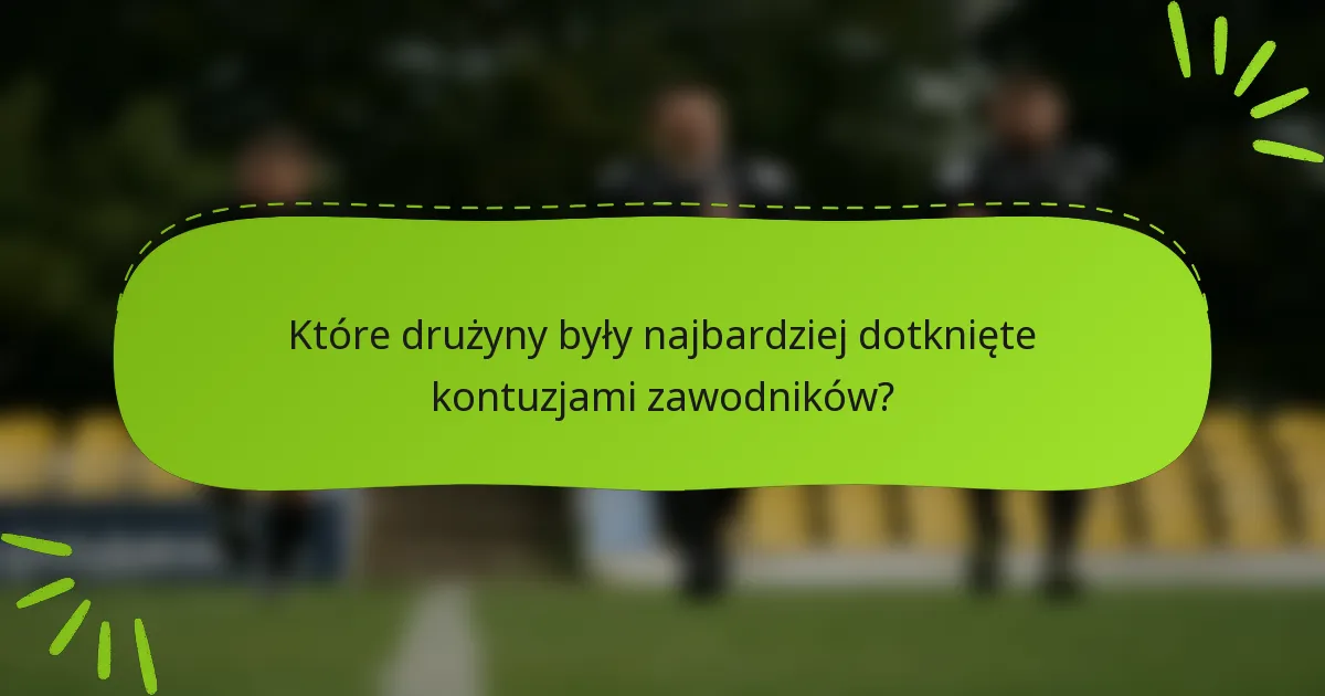 Które drużyny były najbardziej dotknięte kontuzjami zawodników?
